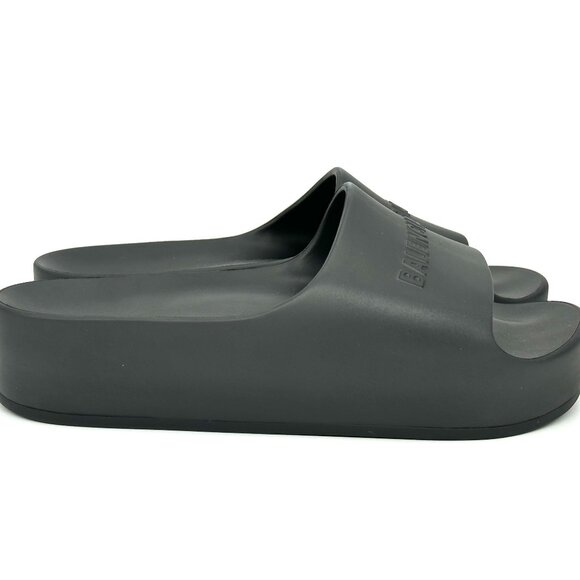 BALENCIAGA MONOSLIDE Sandals Mono Slides Rubber Pool Mules Shoes Black - Picture 11 of 16